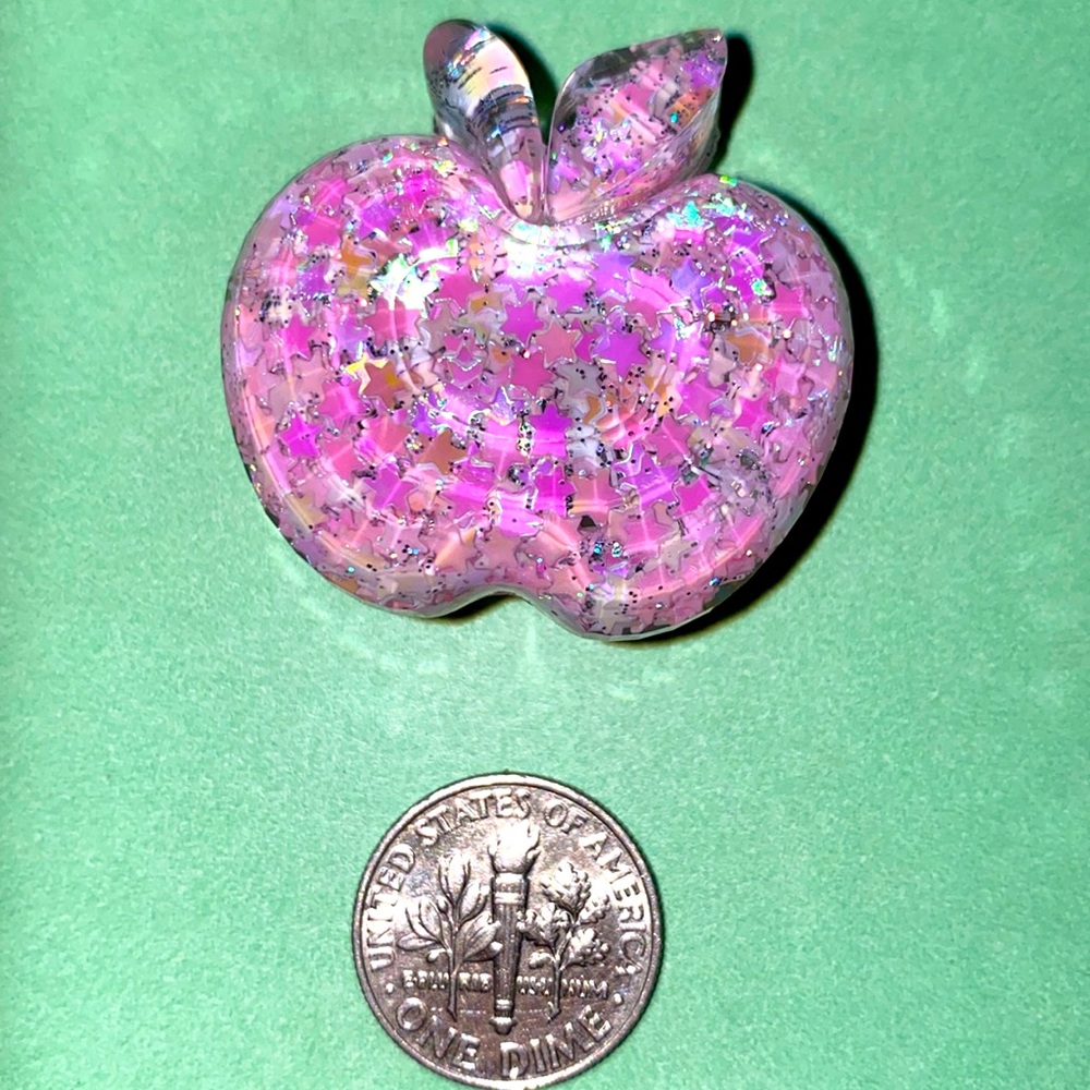 (10 for $15) Pink multicolor Sparkly Apple Acrylic Croc Shoe Charms